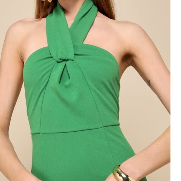 Lulus Mesmerizing Perfection Green Halter Neck Backless Maxi Dress Size XS NWOT - Picture 3 of 5